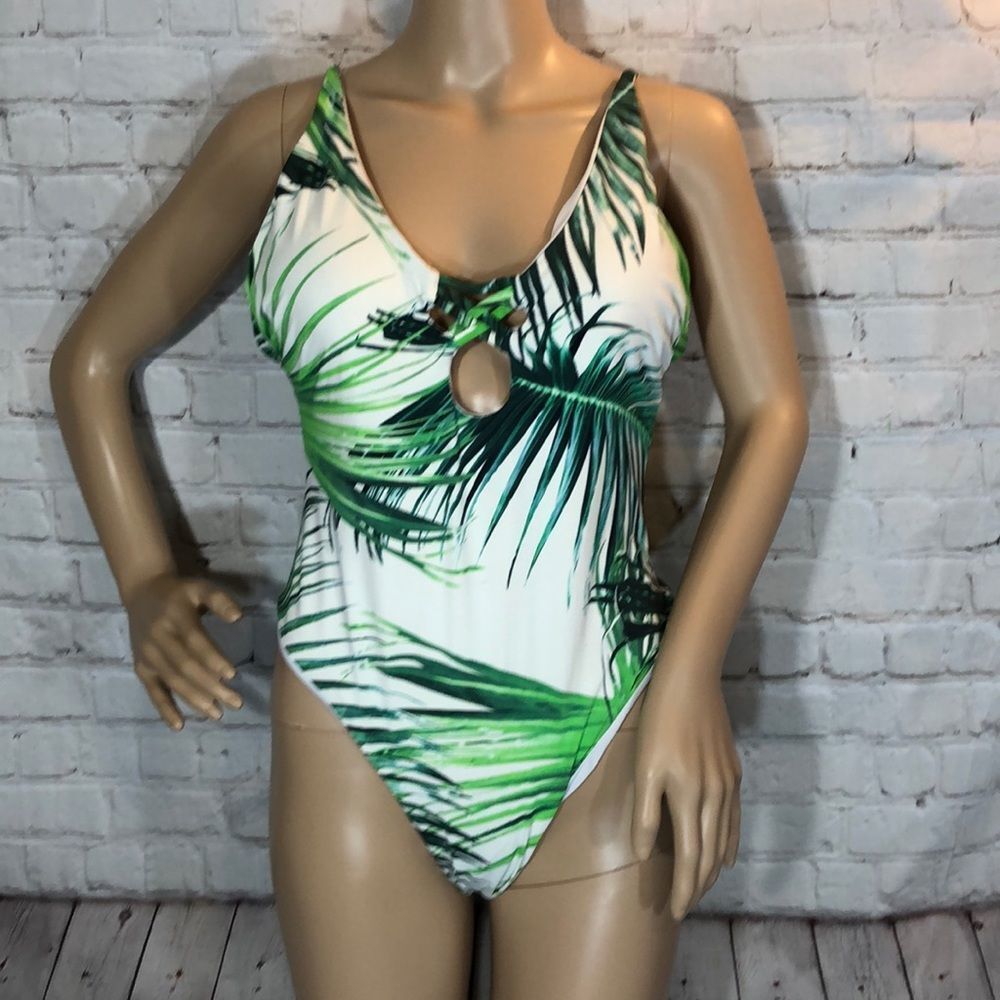 TiniBikini Palm Fronds Print One Piece Swimsuit XL - Picture 2 of 16